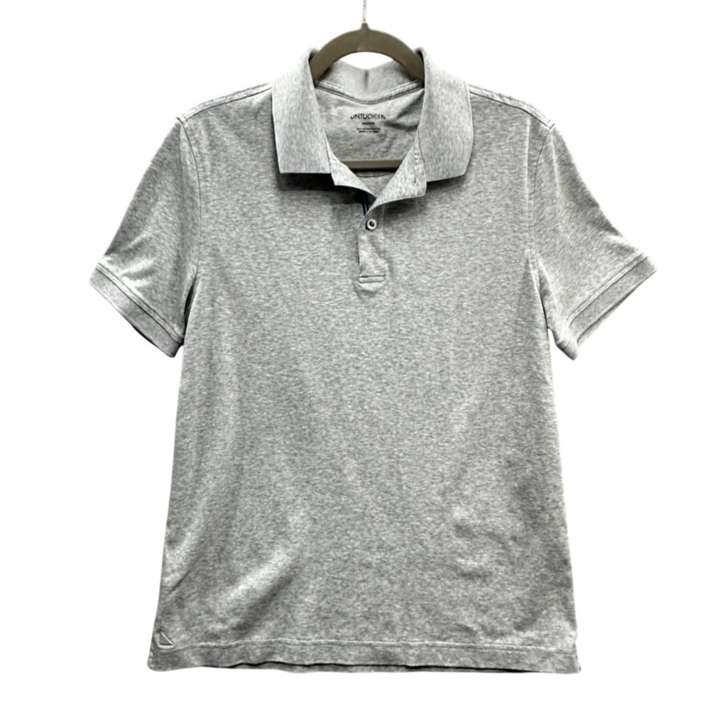 UNTUCKit Womens Medium Heathered Grey Supima Cotton Short Sleeve Polo Shirt EUC